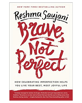 Red and cream book cover of Brave, Not Perfect by Reshma Saujani
