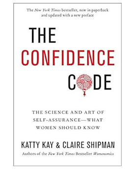 White, red and black book cover of The Confidence Code by Katty Kay